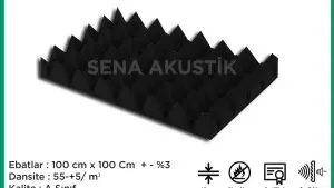 40 mm Akustik Yanmaz Piramit Sünger 50 / 60 Dansite Yoğunluk