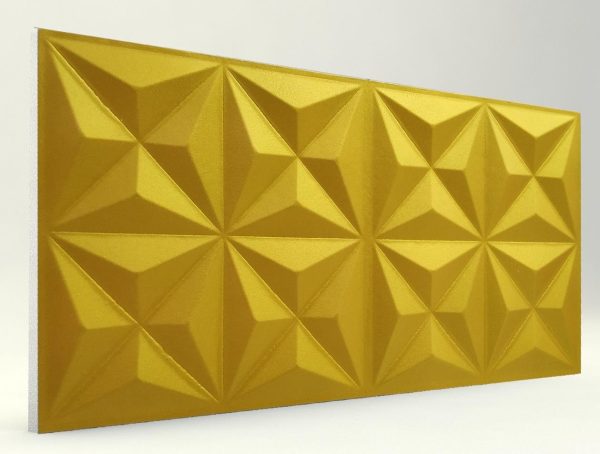 Piramit Desenli 3D Strafor Duvar Panelleri Gold Modeli