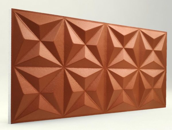 Piramit Desenli 3D Strafor Duvar Panelleri Koyu Bakır Modeli