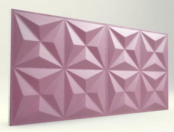 Piramit Desenli 3D Strafor Duvar Panelleri Lila Modeli